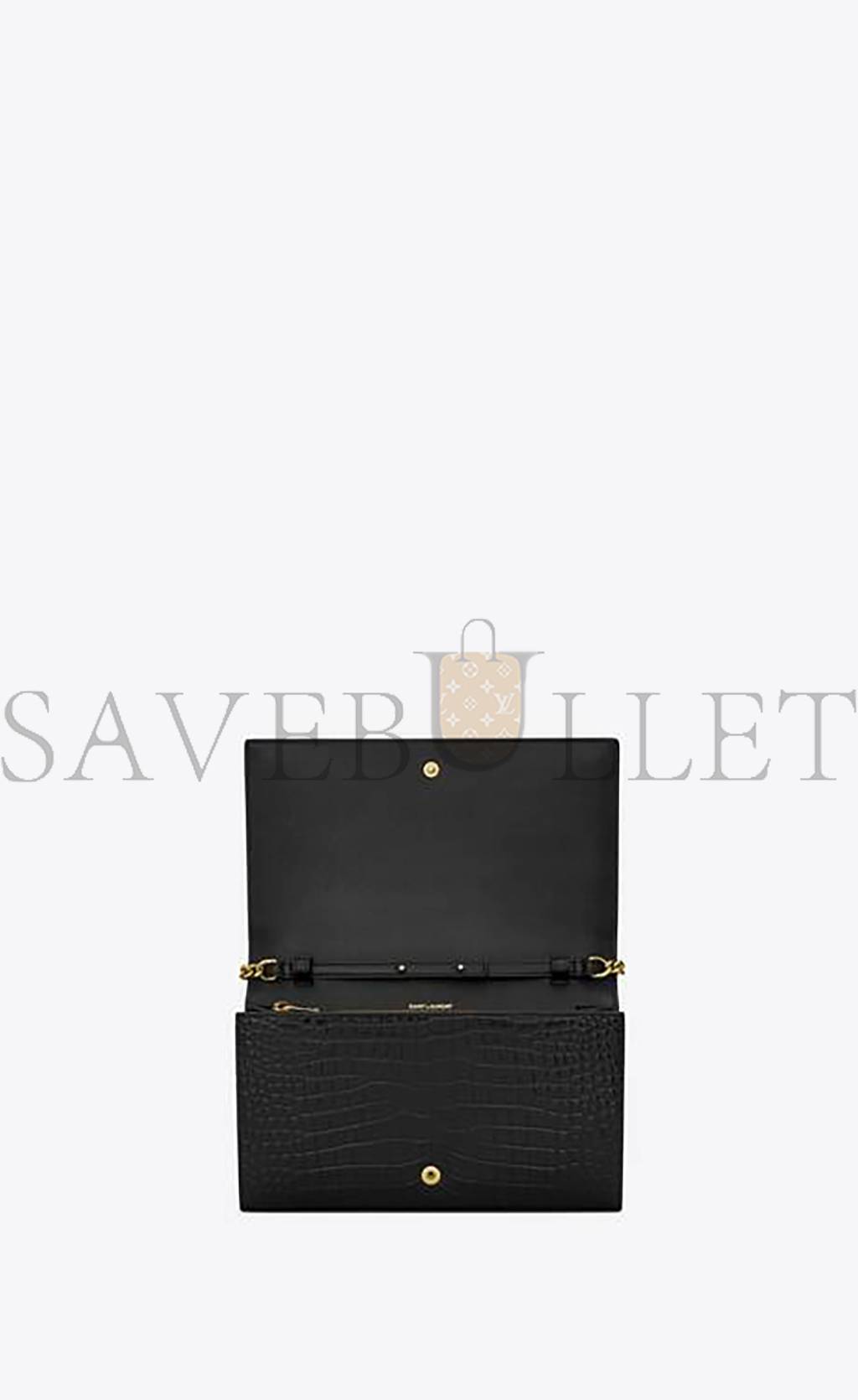 YSL CASSANDRE CHAIN WALLET IN CROCODILE-EMBOSSED SHINY LEATHER 747464DND1J1000 (22.5*14*4cm)