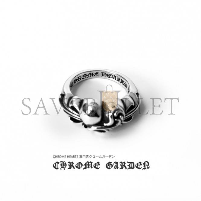 CHROME HEARTS FLORAL CROSS HEART RING