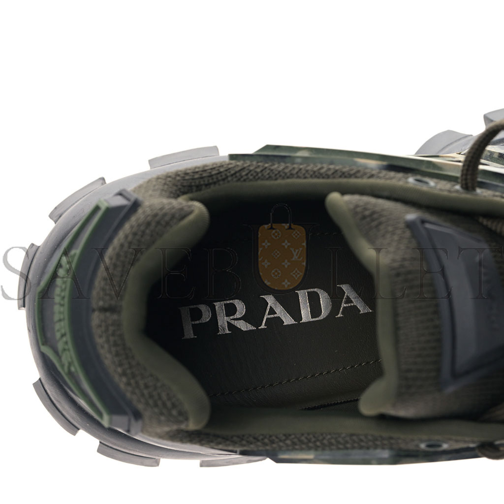 PRADA RUBBER KNIT FABRIC CAMOUFLAGE MENS CLOUDBUST THUNDER SNEAKERS 7 MILITARE