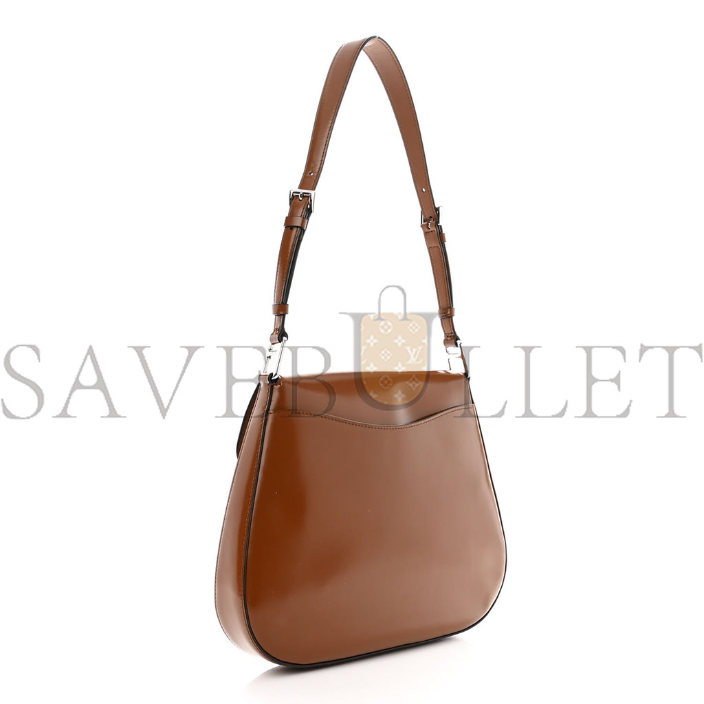 PRADA SPAZZOLATO CLEO FLAP SHOULDER BAG TOBACCO (24*21*6cm)