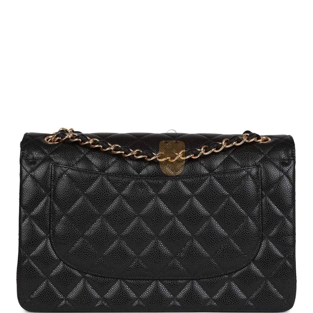 CHANEL JUMBO CLASSIC DOUBLE FLAP BAG BLACK CAVIAR GOLD HARDWARE (30*20*9cm)