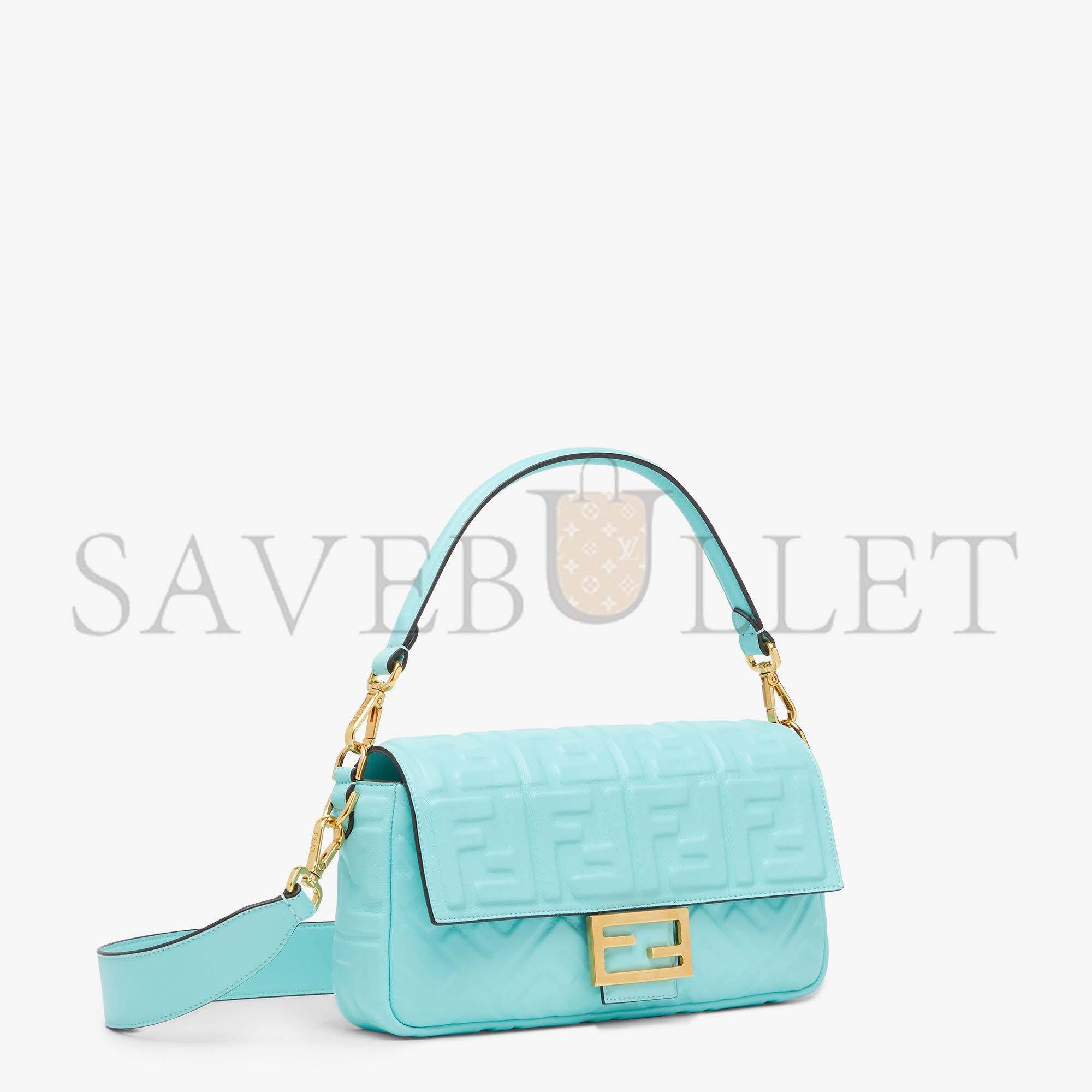 FENDI BAGUETTE - TURQUOISE NAPPA LEATHER BAG 8BR600A72VF1JTY (27*15*6cm)