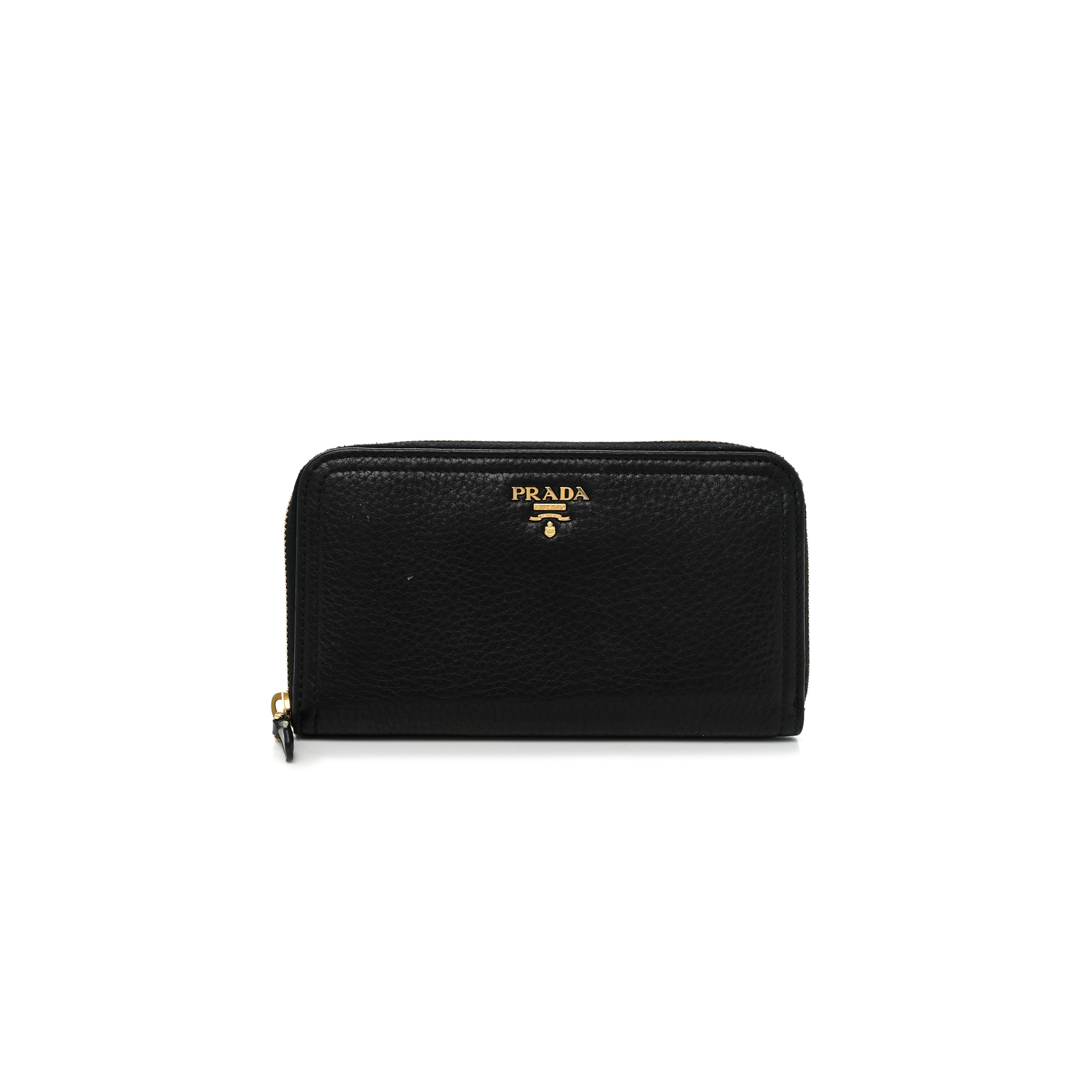 PRADA VITELLO DAINO ZIP AROUND WALLET BLACK (18*11*3cm)