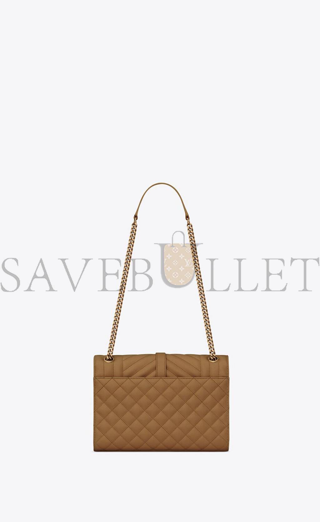 YSL ENVELOPE MEDIUM CHAIN BAG IN MIX MATELASS&EACUTE; GRAIN DE POUDRE EMBOSSED LEATHER 600185BOW973334 (24*17.5*6cm)