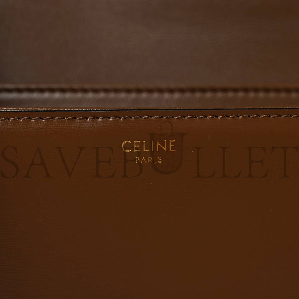 CELINE SHINY CALFSKIN TEEN TRIOMPHE TAN (18*14*6cm)