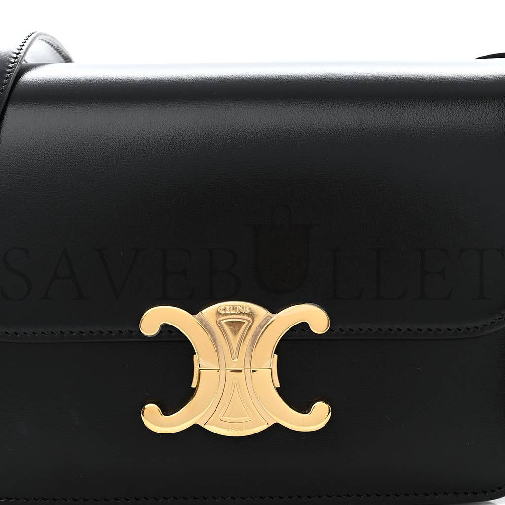 CELINE SHINY CALFSKIN TEEN TRIOMPHE BLACK (18*13*8cm)