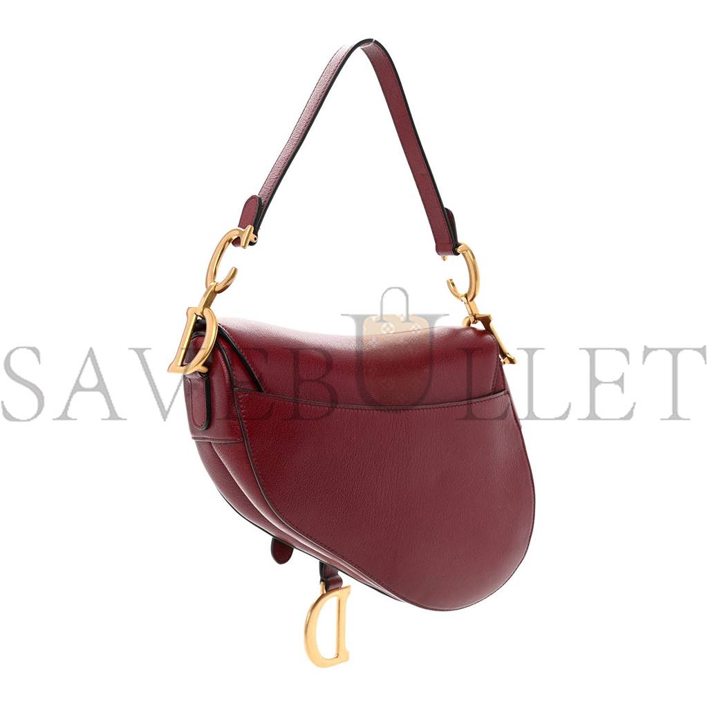 DIOR GRAINED CALFSKIN SADDLE BAG RED (23*20*7cm)