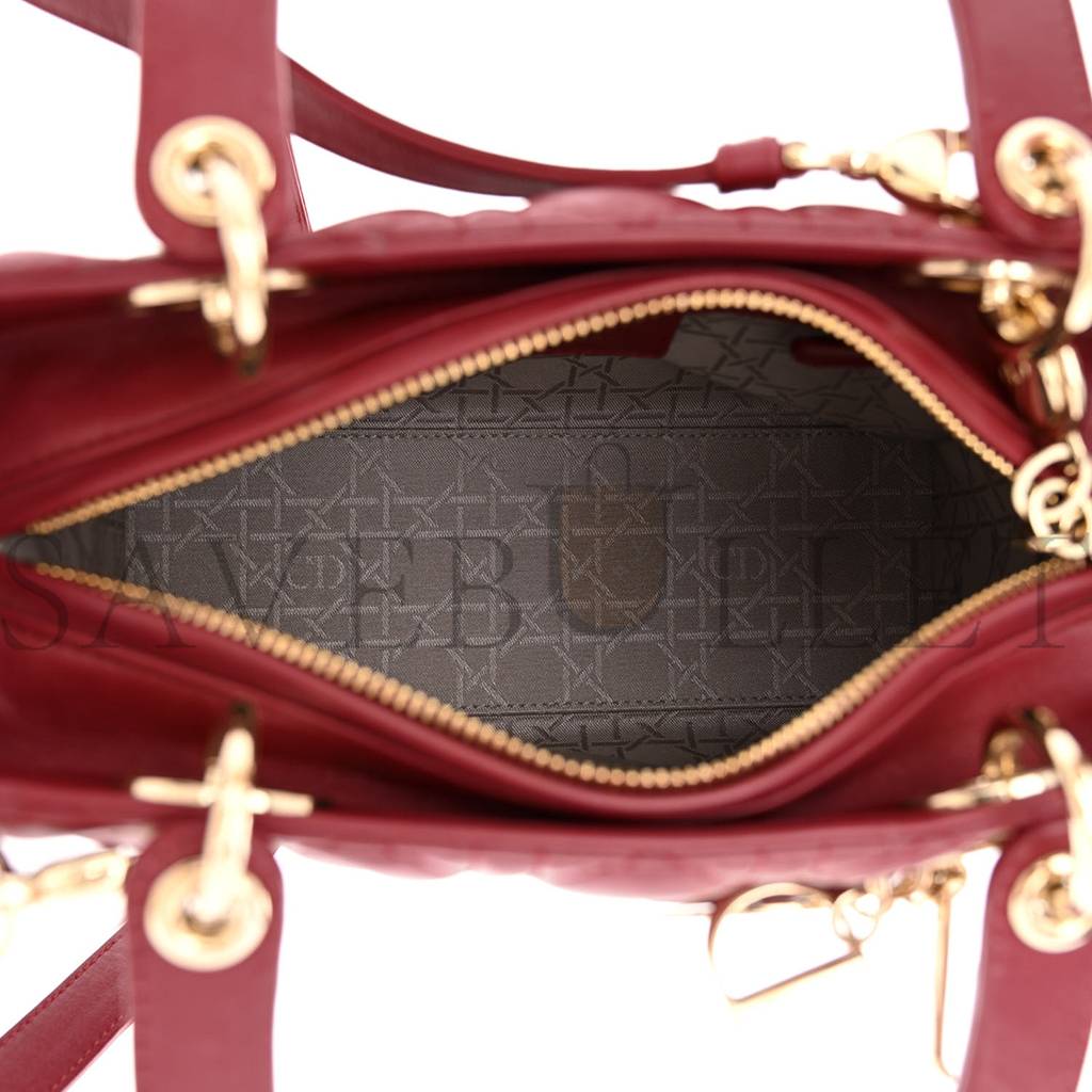 DIOR LAMBSKIN CANNAGE MEDIUM LADY DIOR RED (23*20*12.1cm)