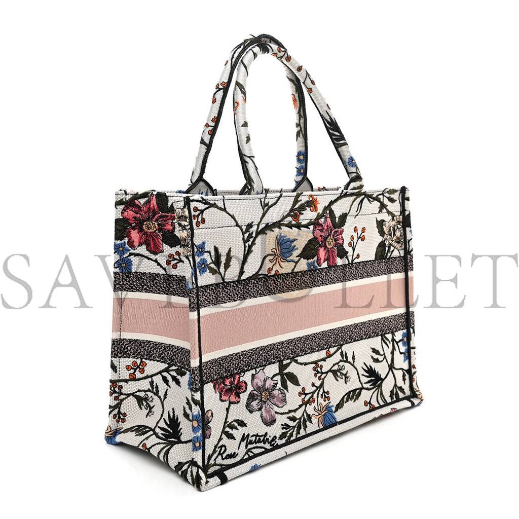 DIOR CANVAS EMBROIDERED MEDIUM ROSA MUTABILIS BOOK TOTE MULTICOLOR (36*27*16.5cm)